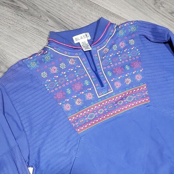 Vintage Blue 3/4 Zip Pullover - Picture 2 of 7